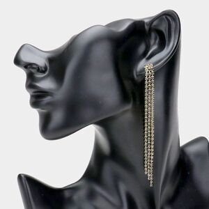 Rhinestone Black Long Dangle Earrings